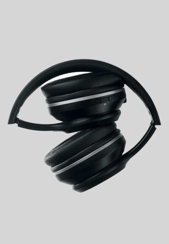 Kopfhörer mit Logo als Werbegeschenk zusammengeklappt