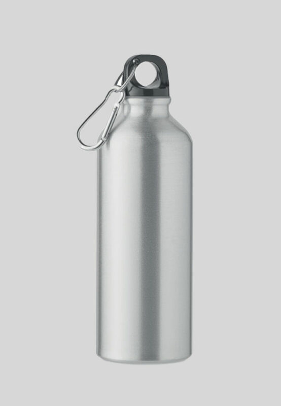 Trinkflasche mit Logo im coolen Design in Farbe silber