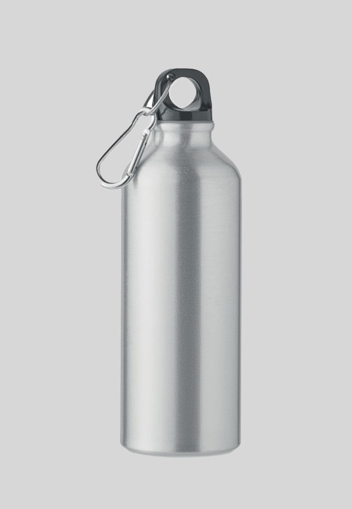 Drinking bottle with logo in cool design in silver colour