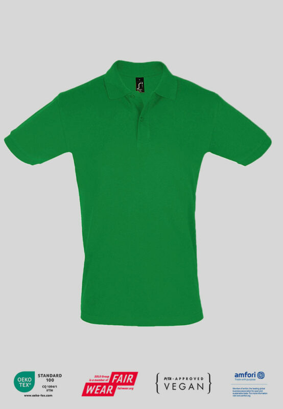 Herren Polo Shirt mit PETA zertifikat Firmenlogo in kelly green