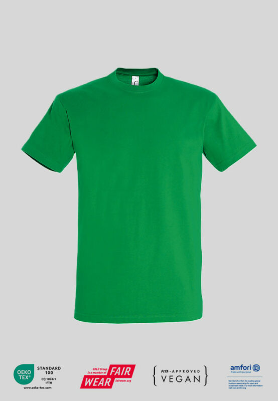 T-Shirt mit Firmenlogo und PETA Zertifikat in kelly green