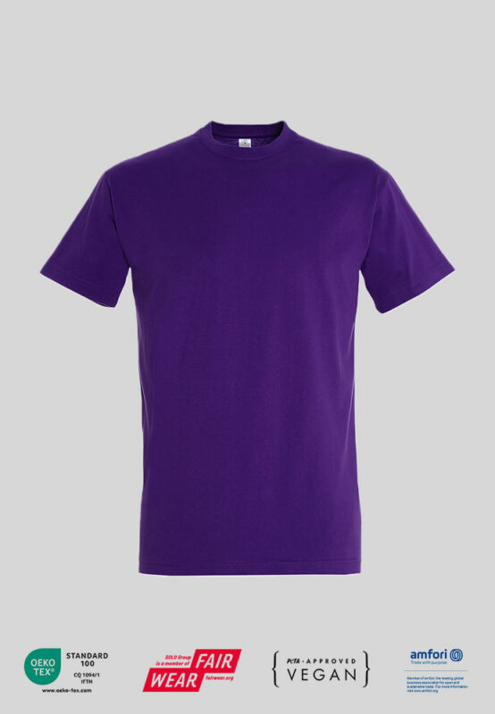 T-Shirt mit Firmenlogo und PETA Zertifikat in dark purple