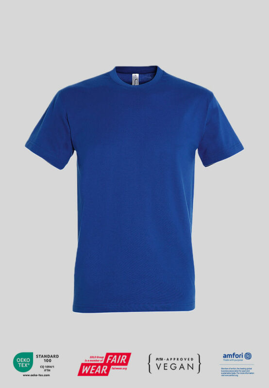 T-Shirt mit Firmenlogo und PETA Zertifikat in royal blau
