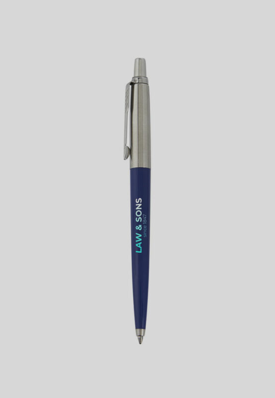 Original Parker Kugelschreiber inklusiv Druck bei MIJO-BRAND.DE in blau