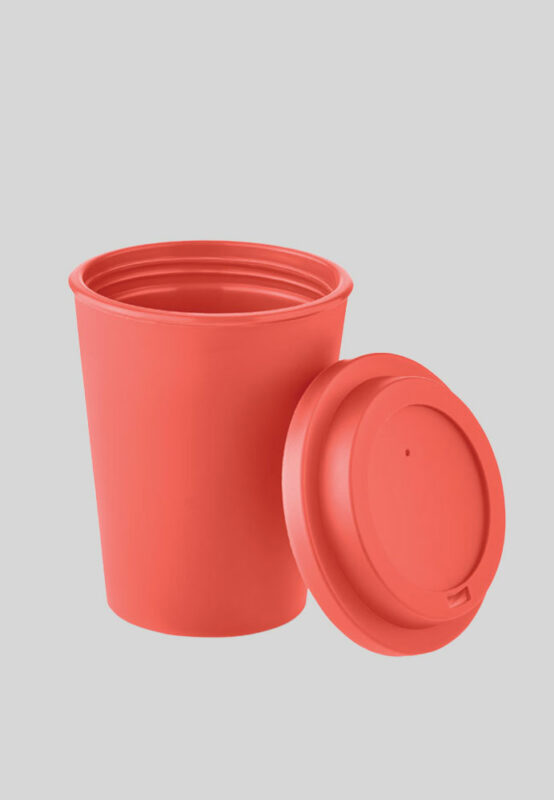 MIJO Coffe 2 Go Becher aus recyceltem Plastik in rot